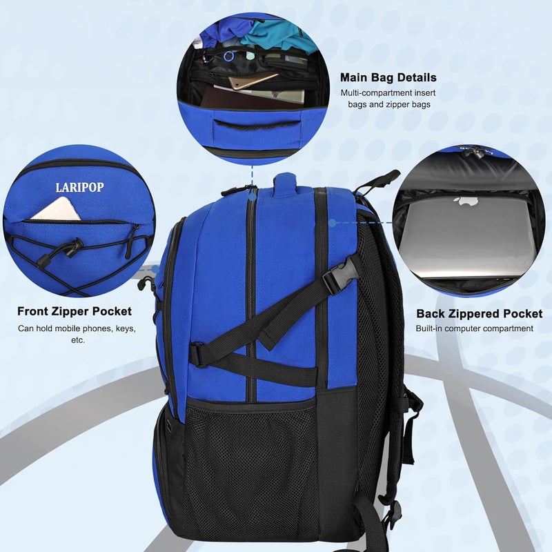 LARIPOP Basketball Backpack, Large Sports Bag with Ball Holder & Shoes Compartment, Basketball Bag for Soccer,Volleyball, - Image 2